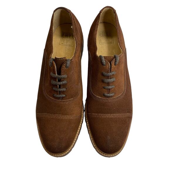 FRYE Mens Oxford Lace Up Cap Toe Shoes Size 10.5 D Tan Suede Leather main image 4